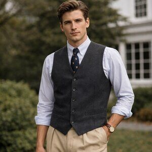 Joseph Abboud Men Sleeveless Vest Gray Lined Wool  Waistcoat Sz S NWOT